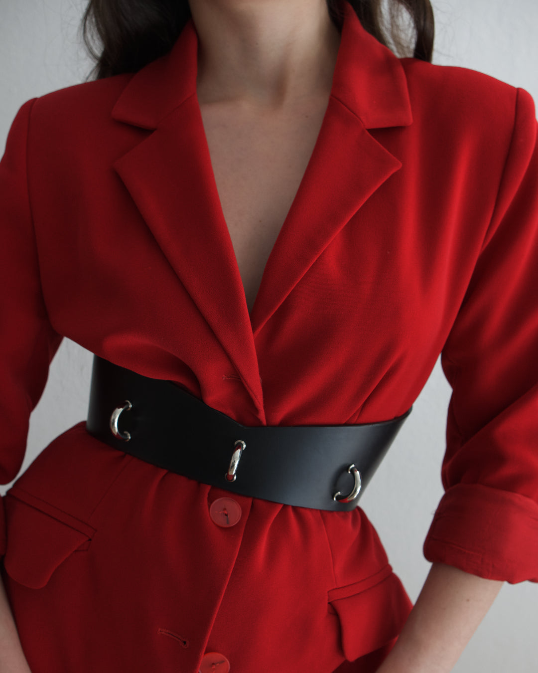 black leather belt with D-ring hardware #color_black