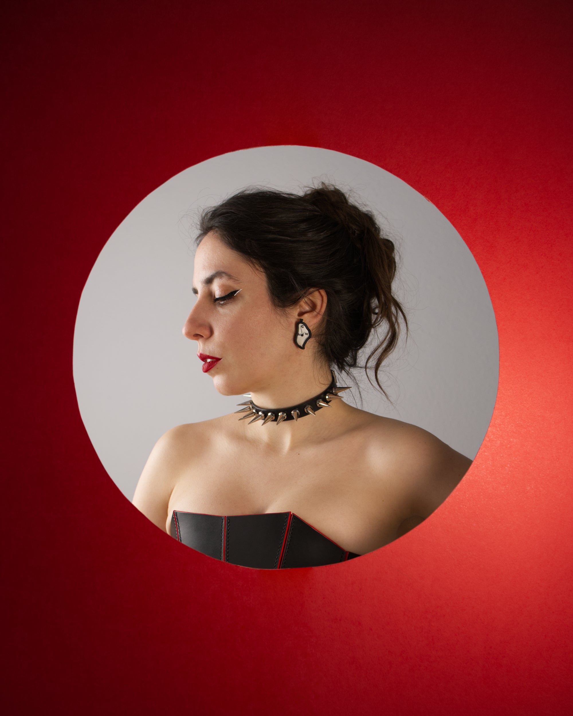 black minimal choker with spikes