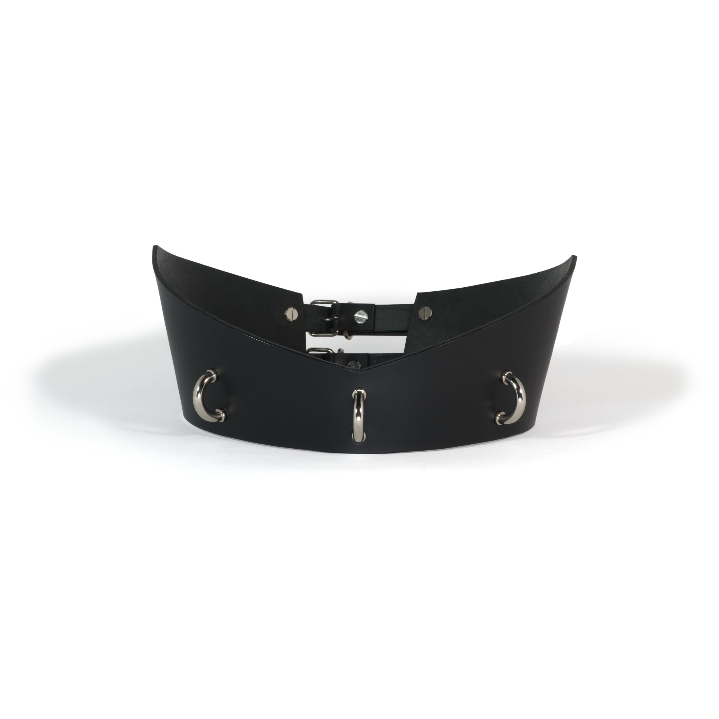 black leather belt with D-ring hardware #color_black