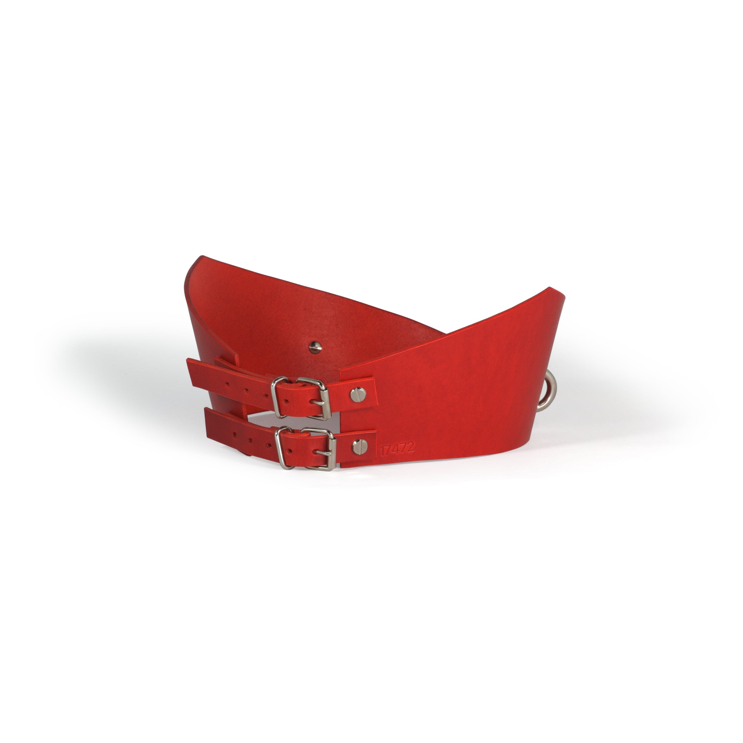red leather belt with D-ring hardware #color_red