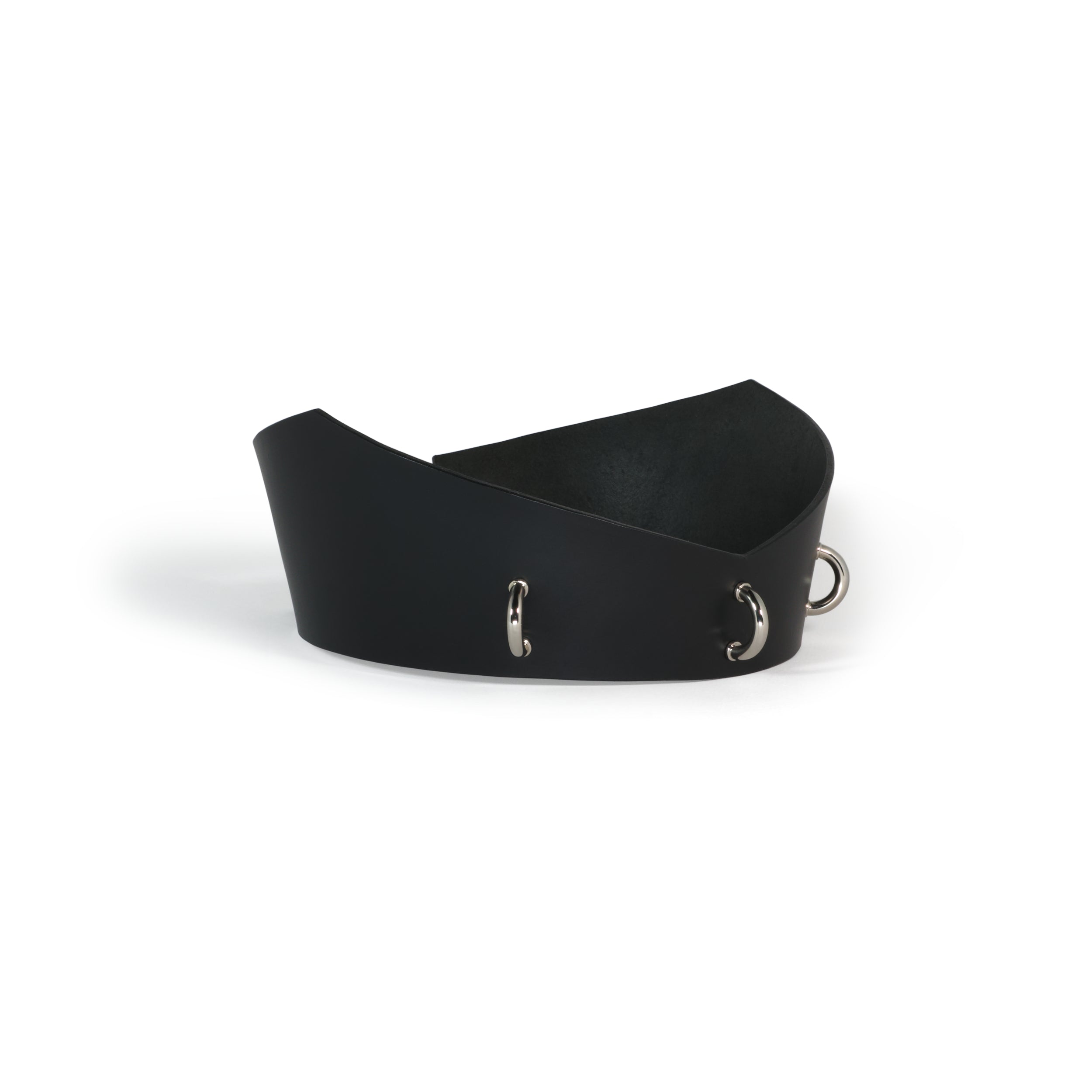 black leather belt with D-ring hardware #color_black