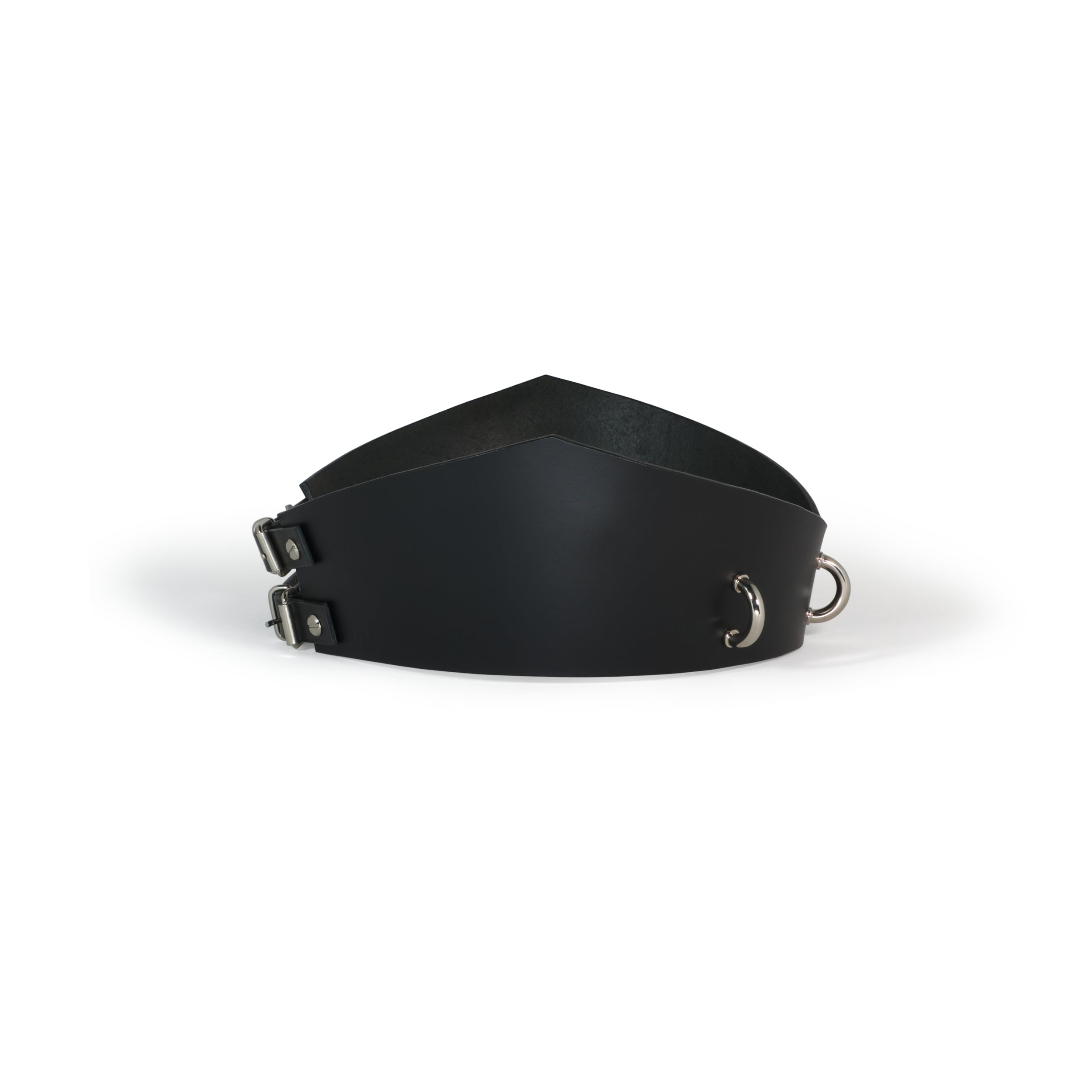 black leather belt with D-ring hardware #color_black