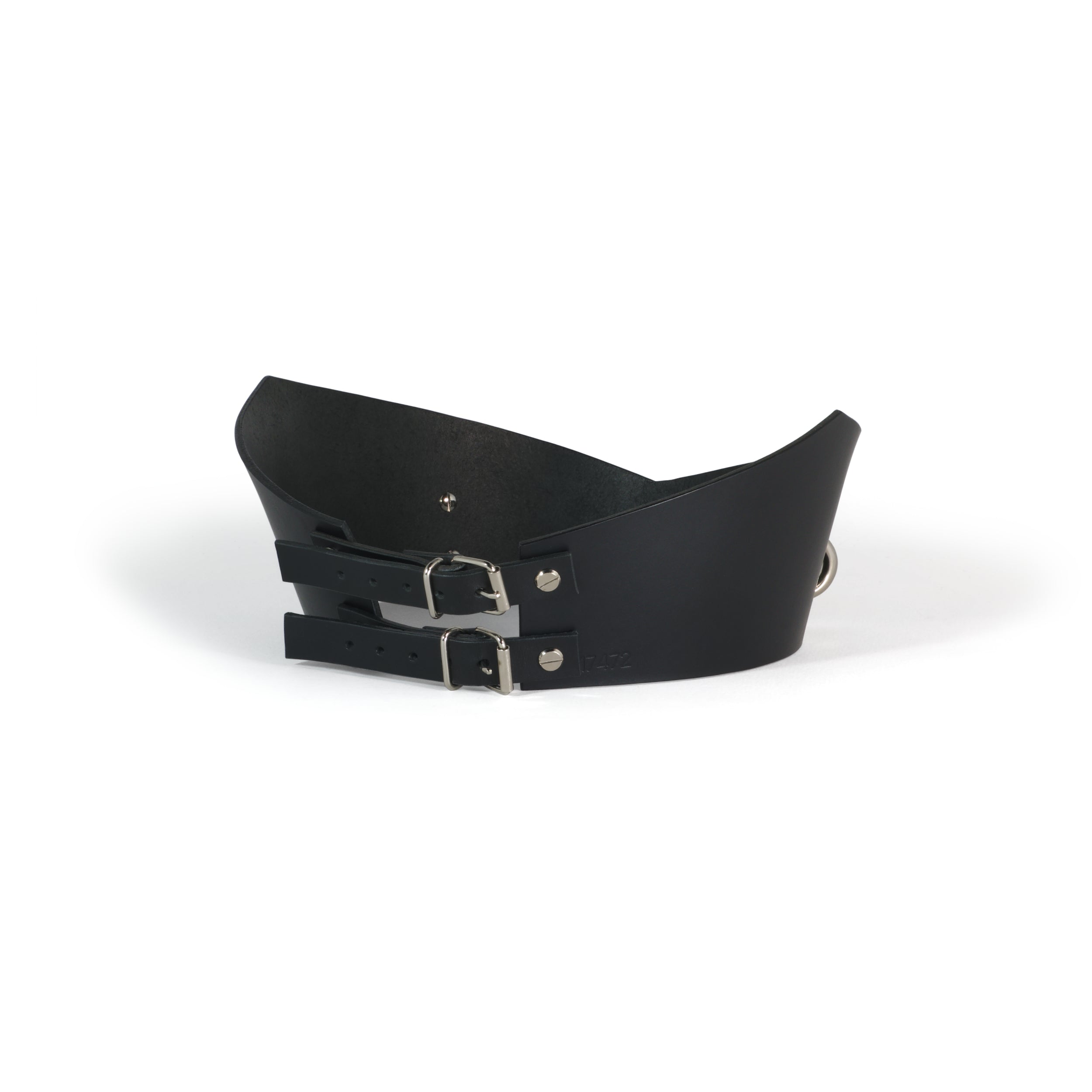 black leather belt with D-ring hardware #color_black