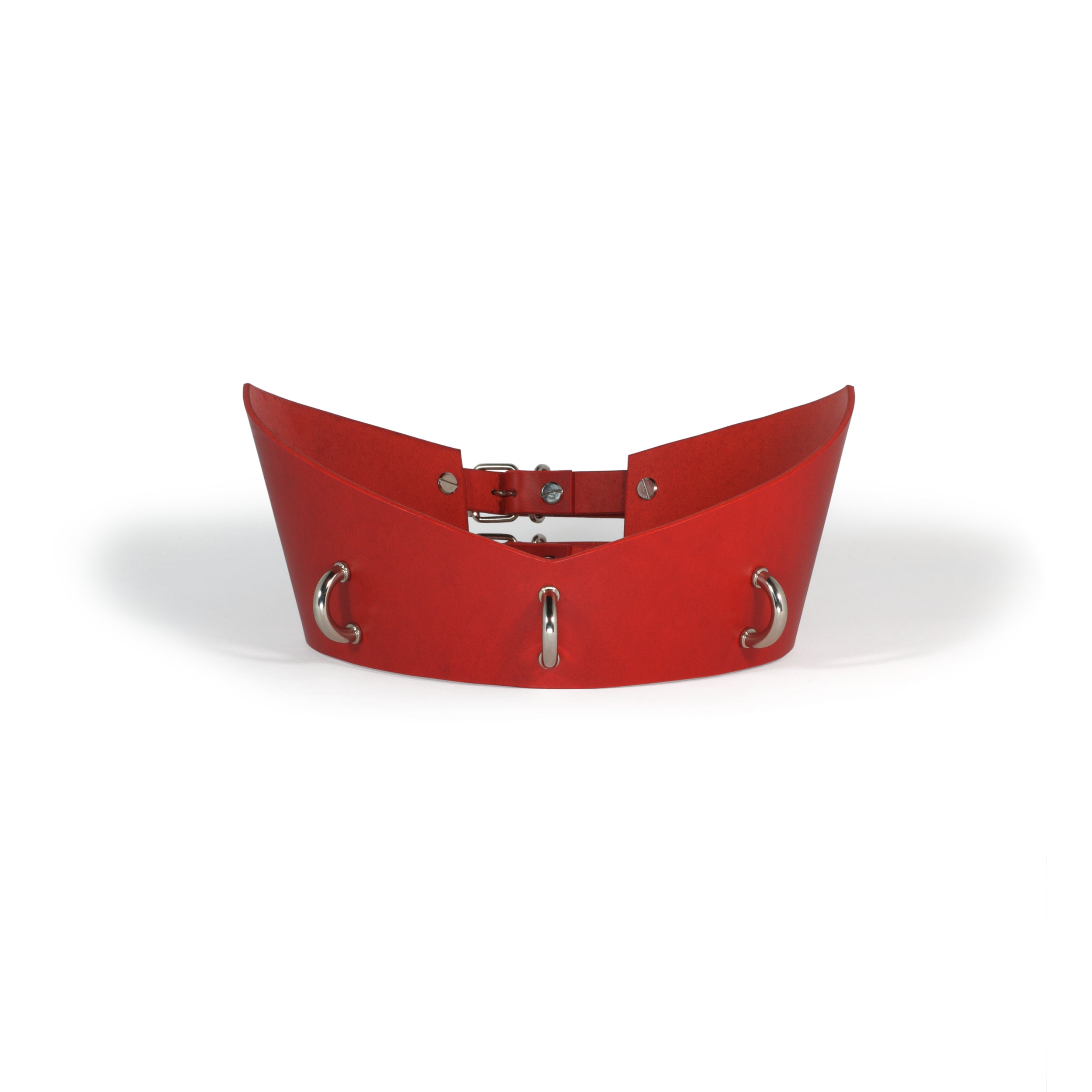 red leather belt with D-ring hardware #color_red