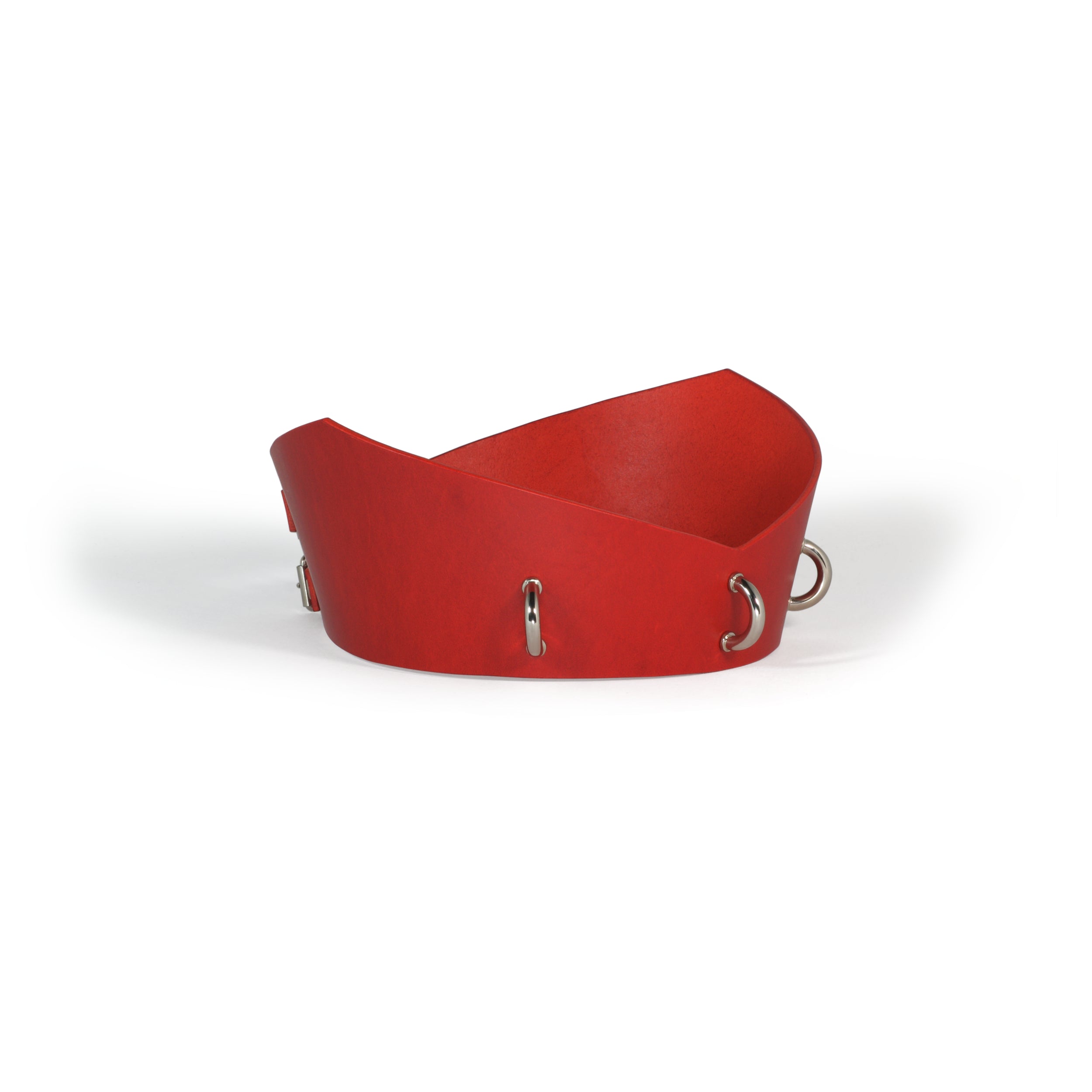 red leather belt with D-ring hardware #color_red