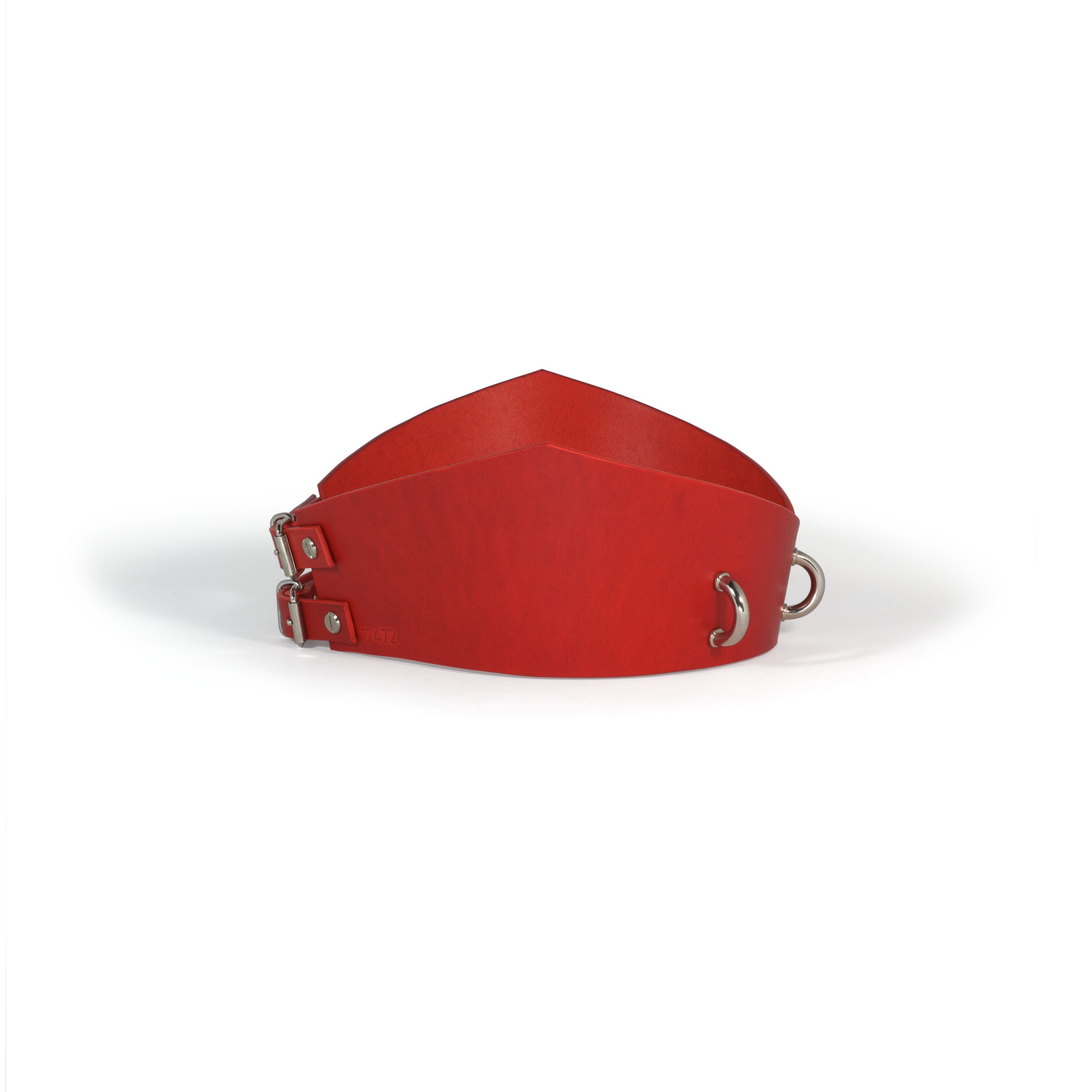 red leather belt with D-ring hardware #color_red