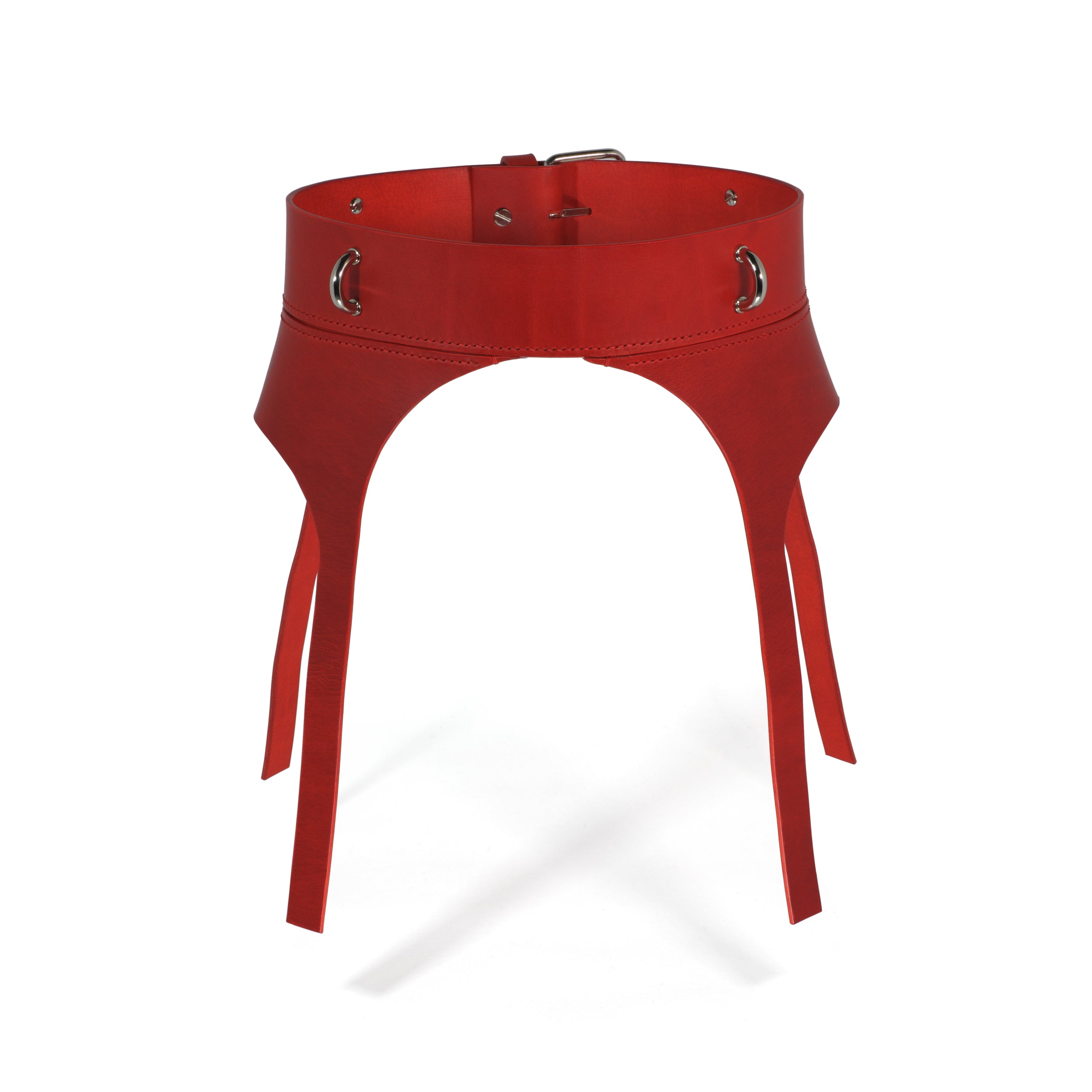 red leather belt suspenders #color_red