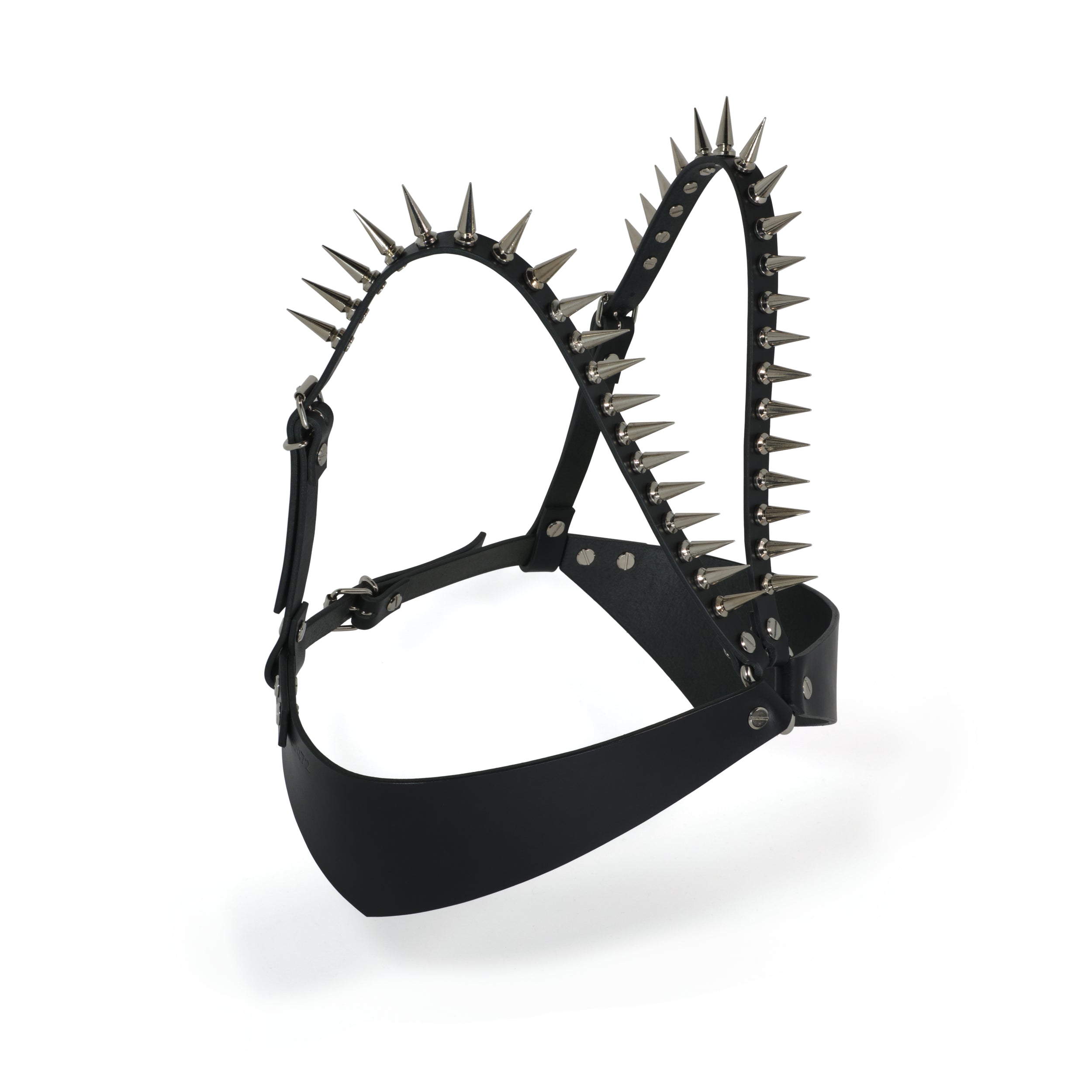 black leather bra with spikes #color_black