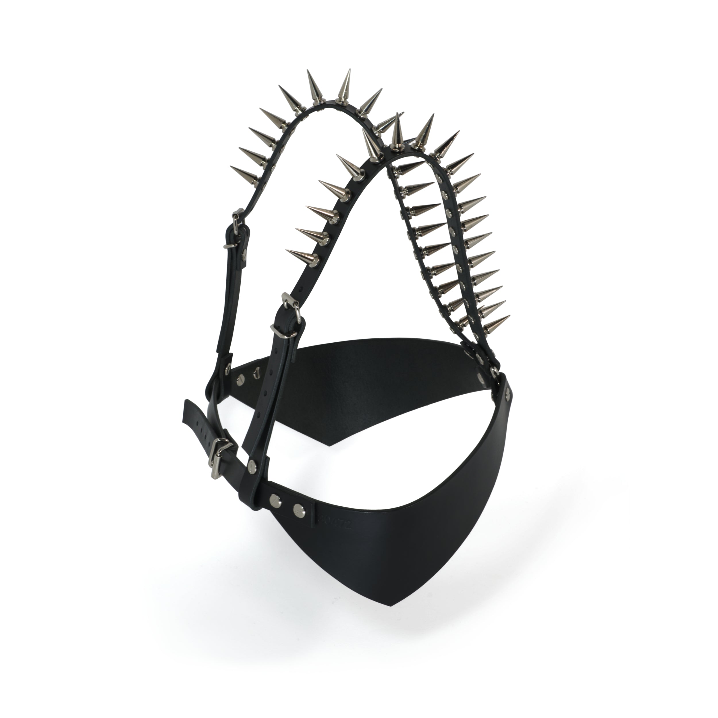 black leather bra with spikes #color_black