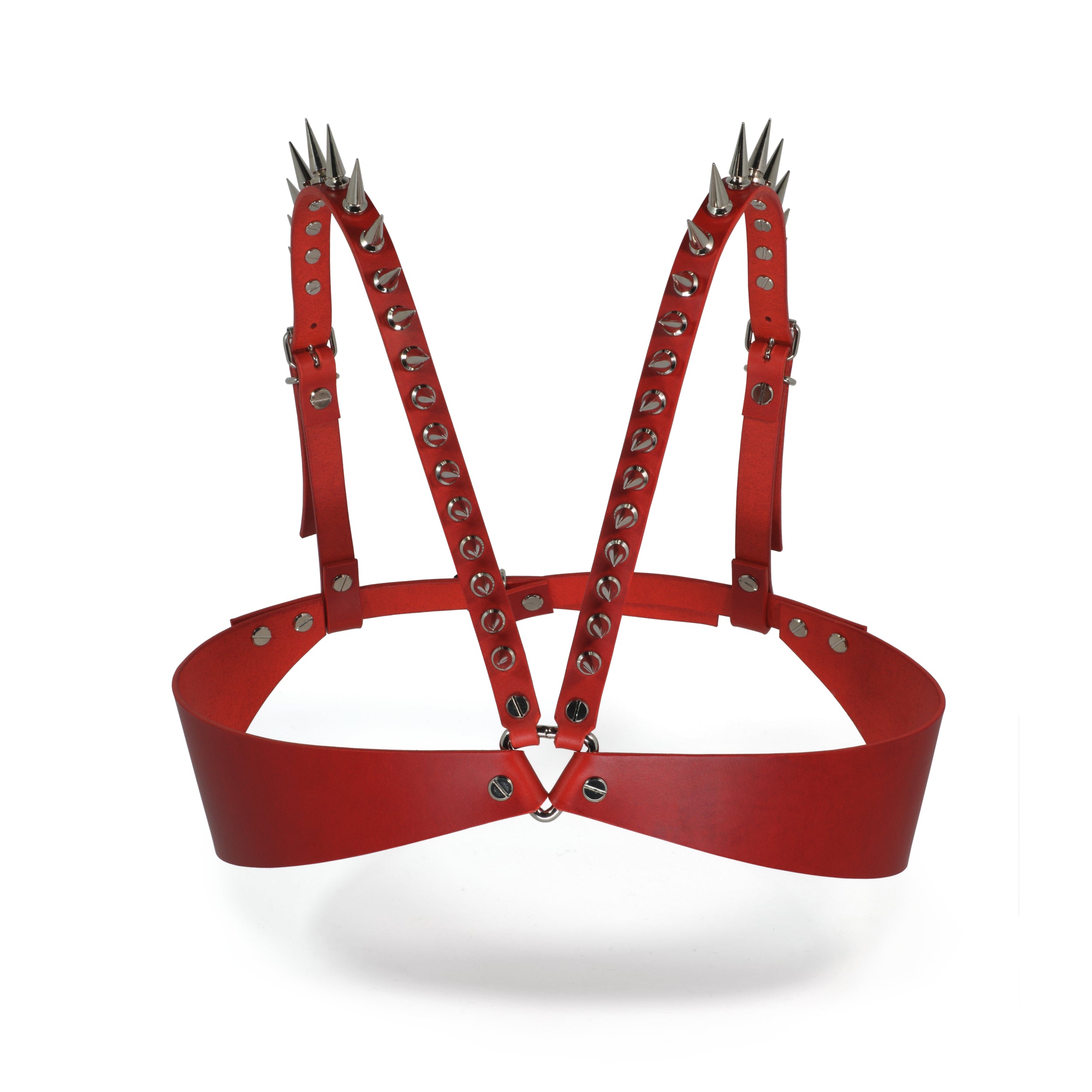 red leather bra with spikes #color_red