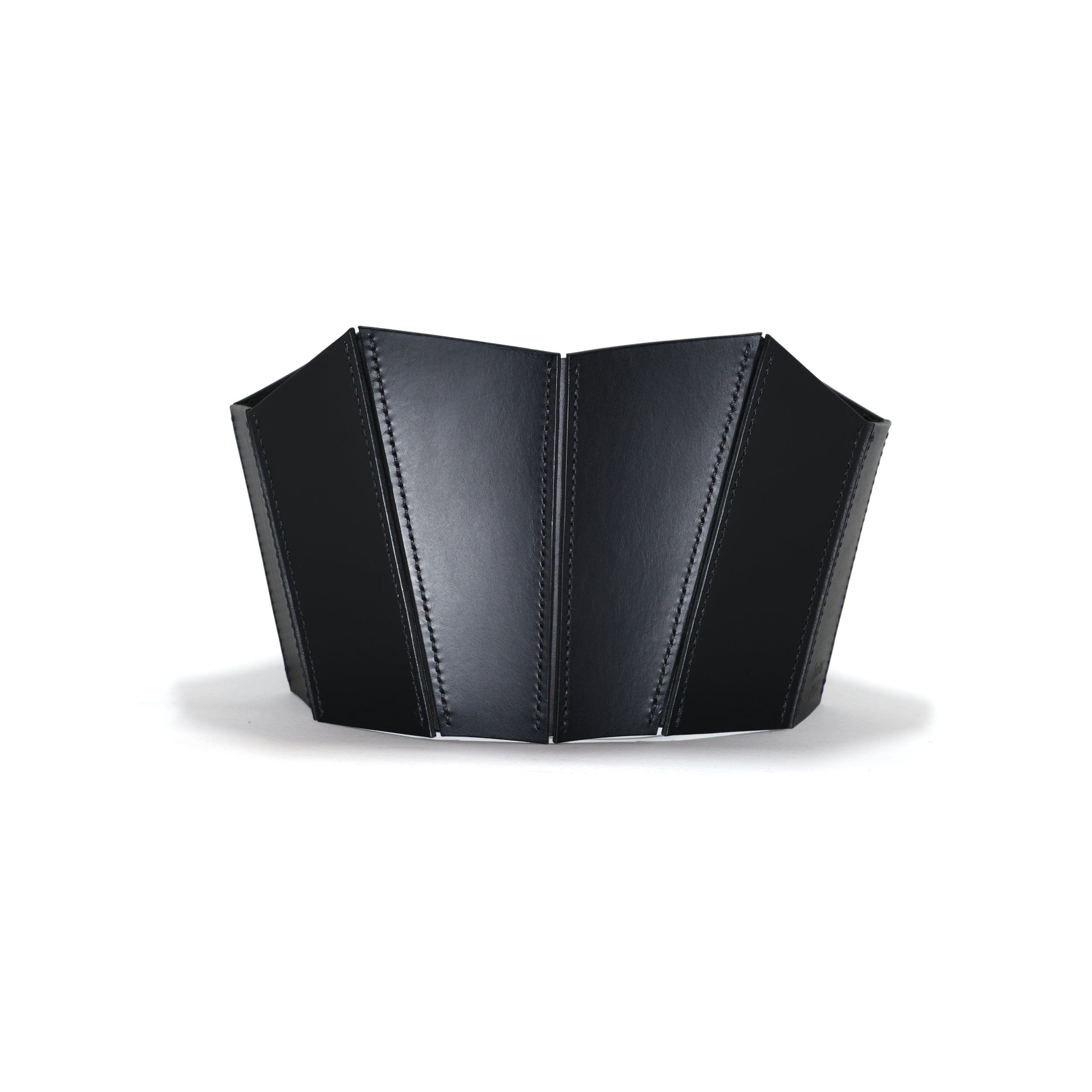black handstitched leather corset #color_black