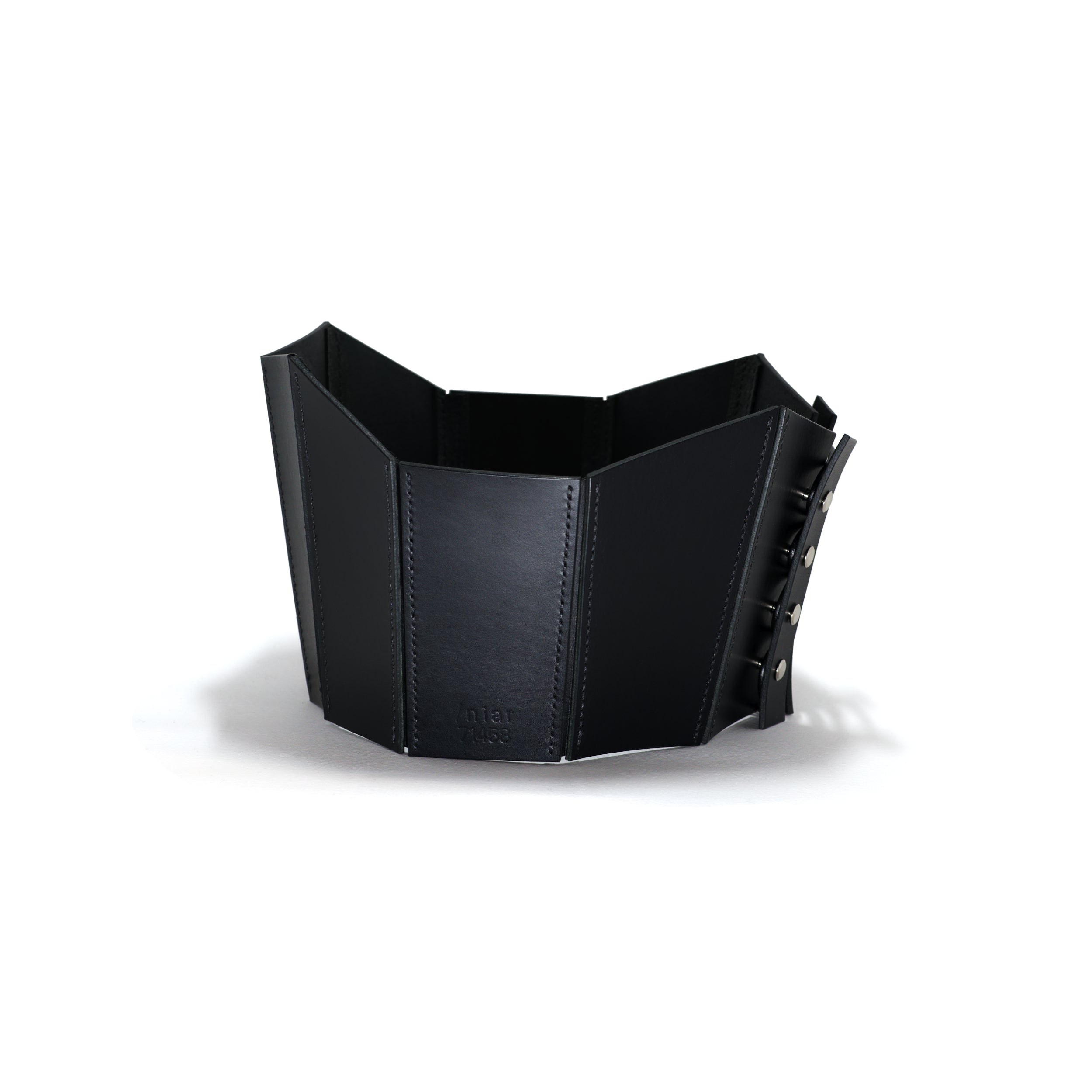 black handstitched leather corset #color_black