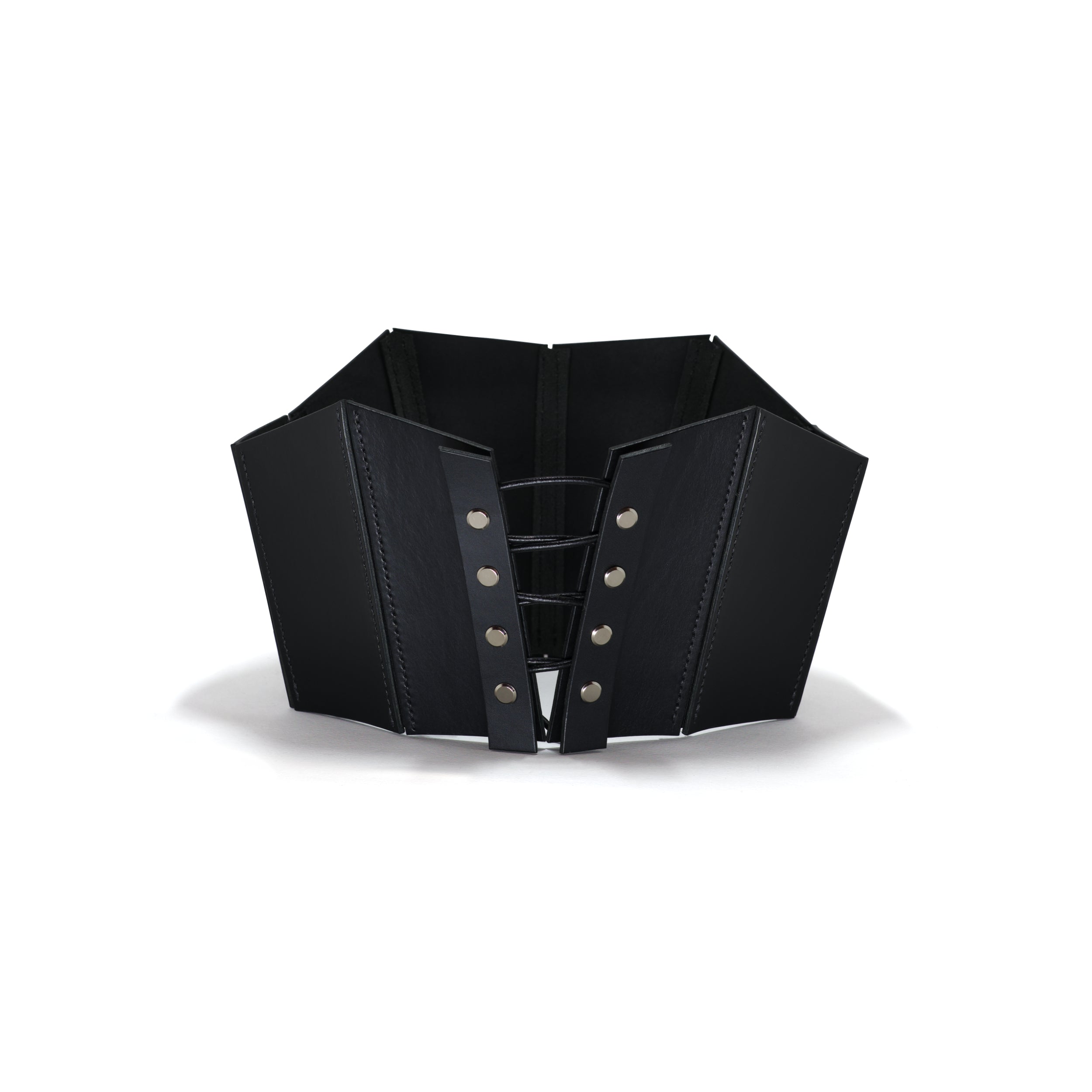 black handstitched leather corset #color_black