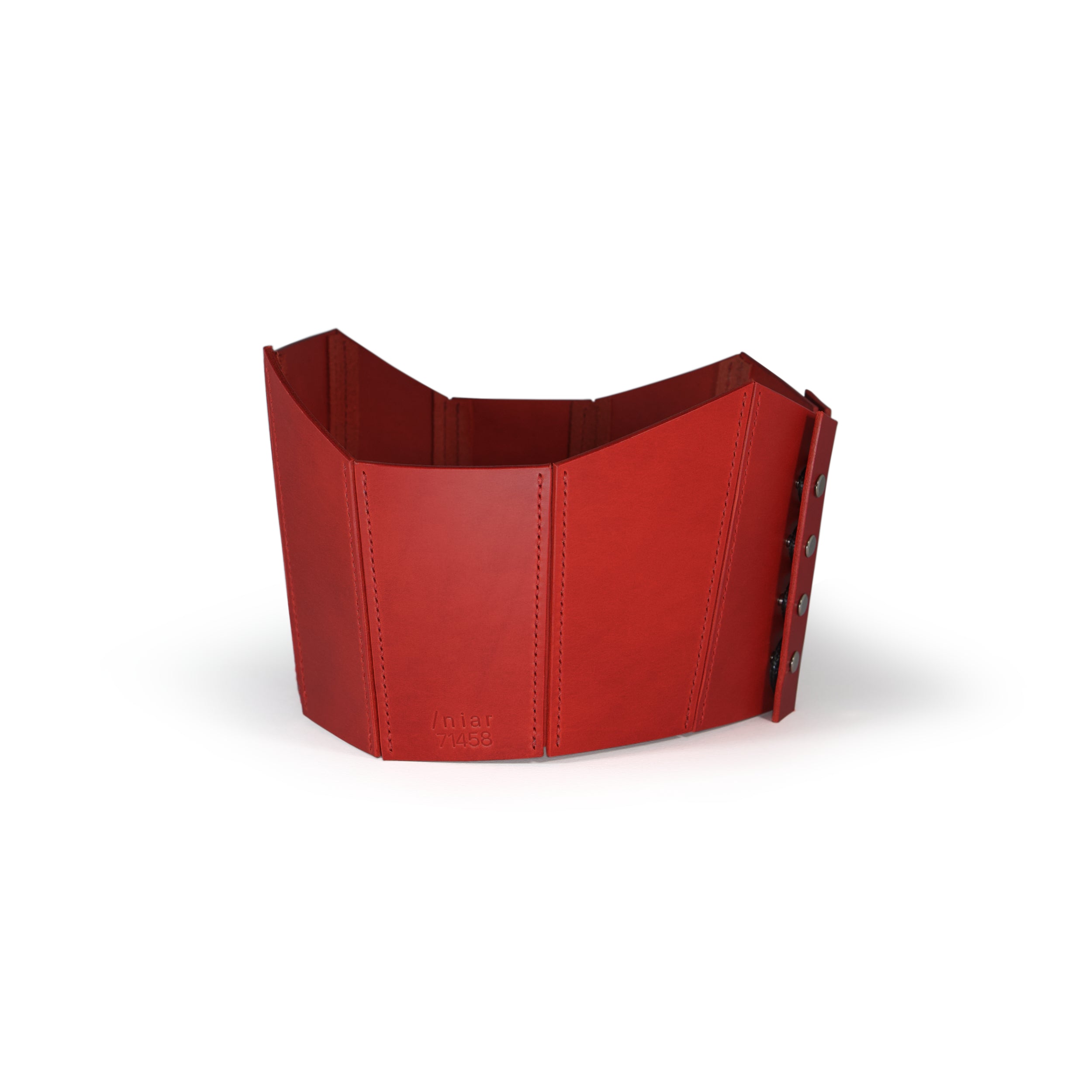 black handstitched leather corset #color_red