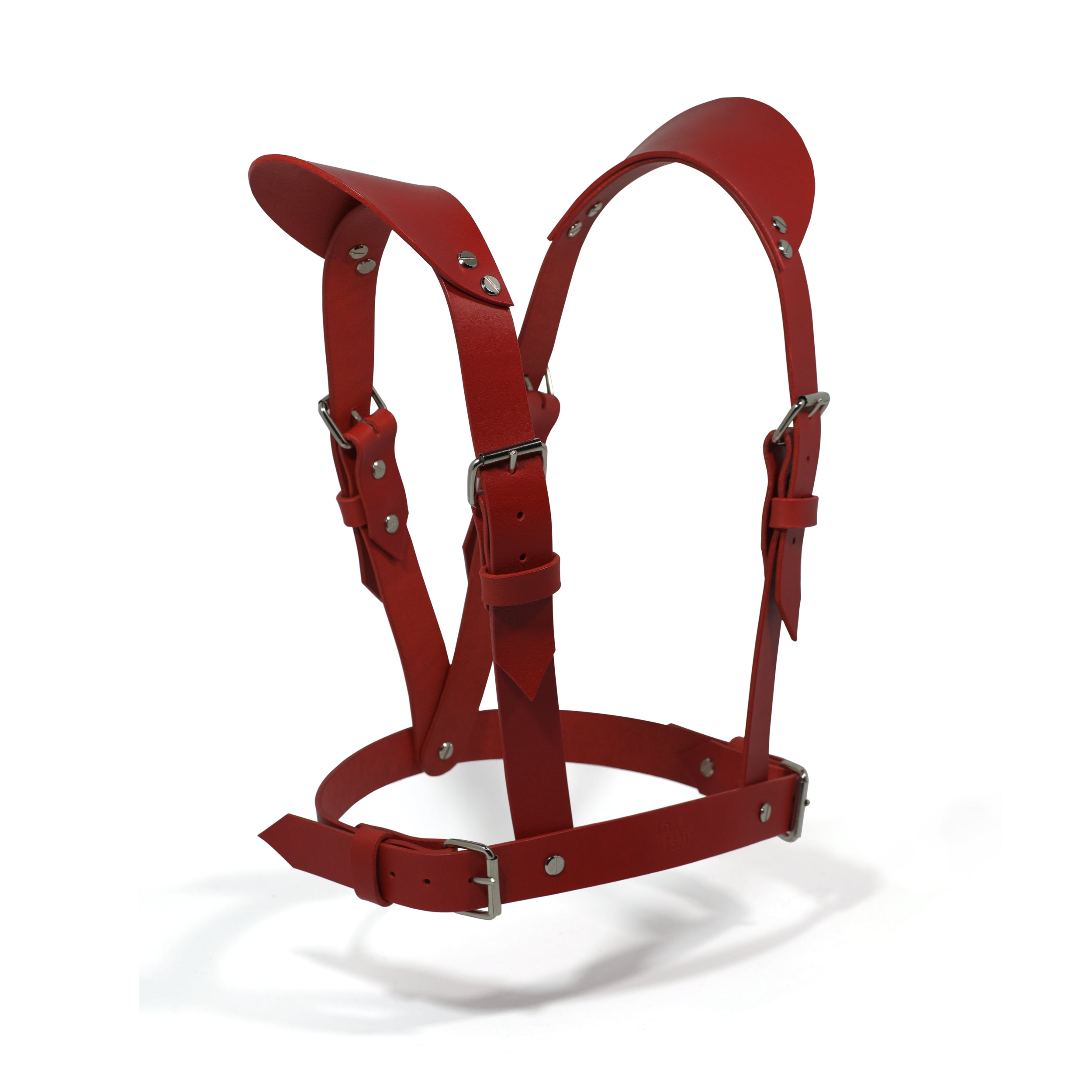 red leather harness avant garde