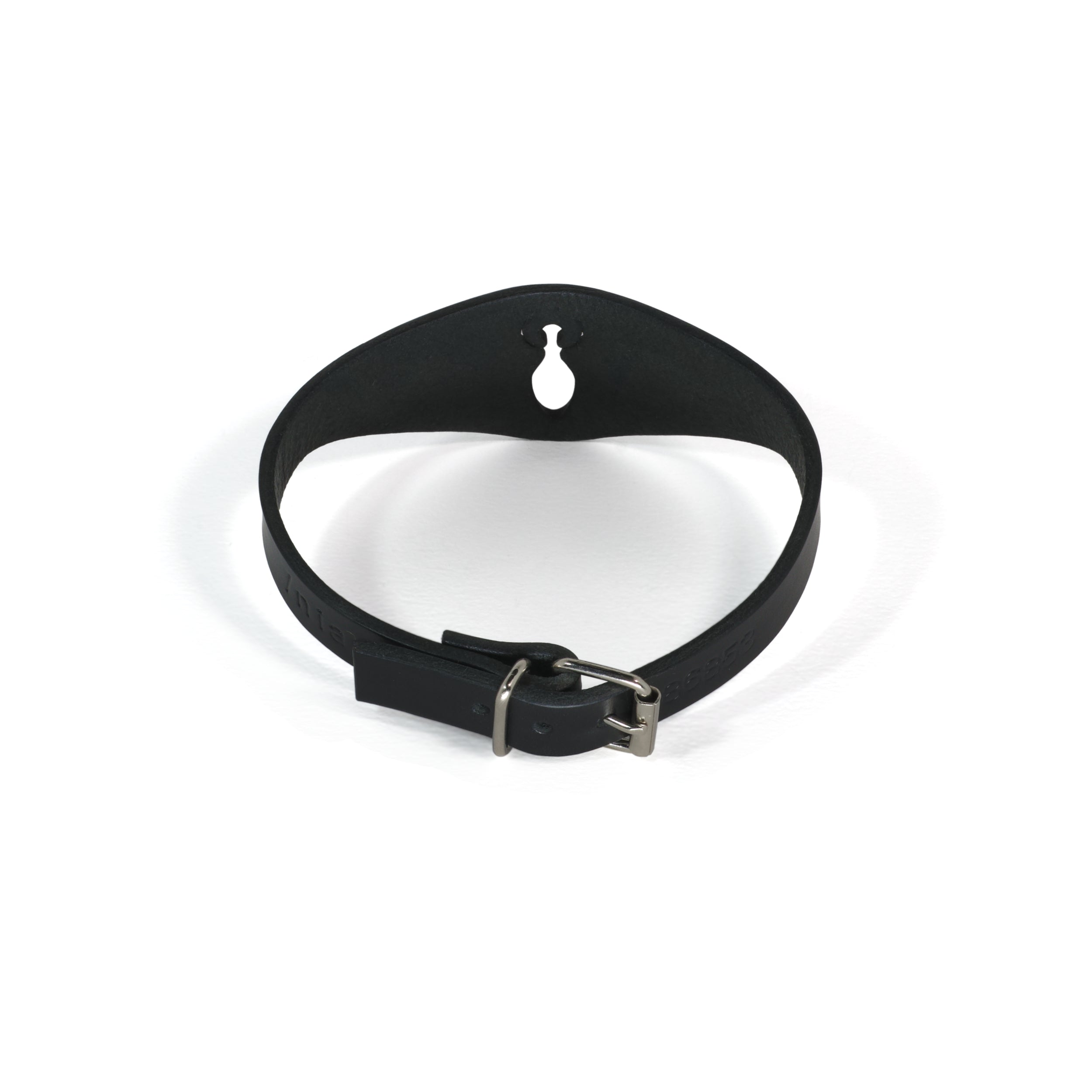black leather choker lasercut adjustable buckle #color_black