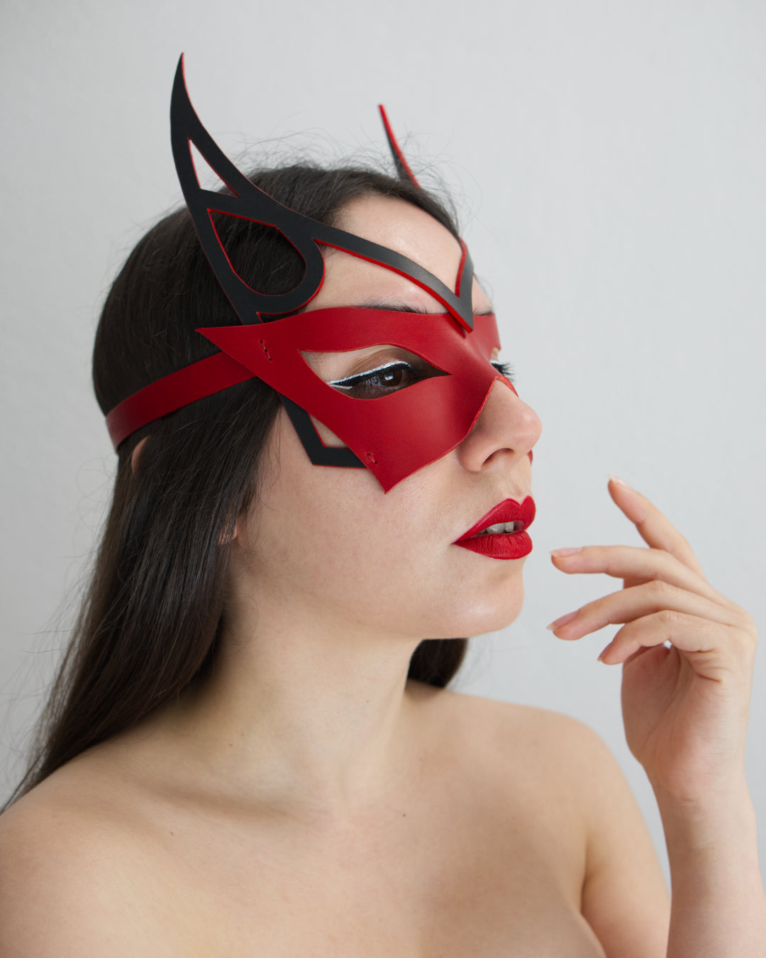 leather mask molded and lasercut demon inspired