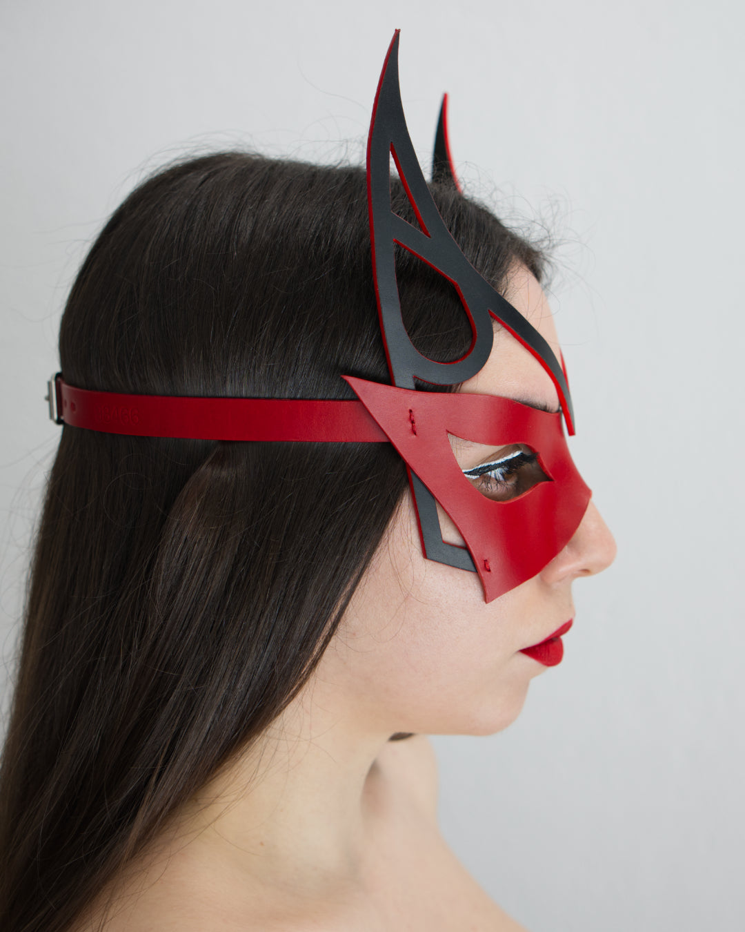 leather mask molded and lasercut demon inspired