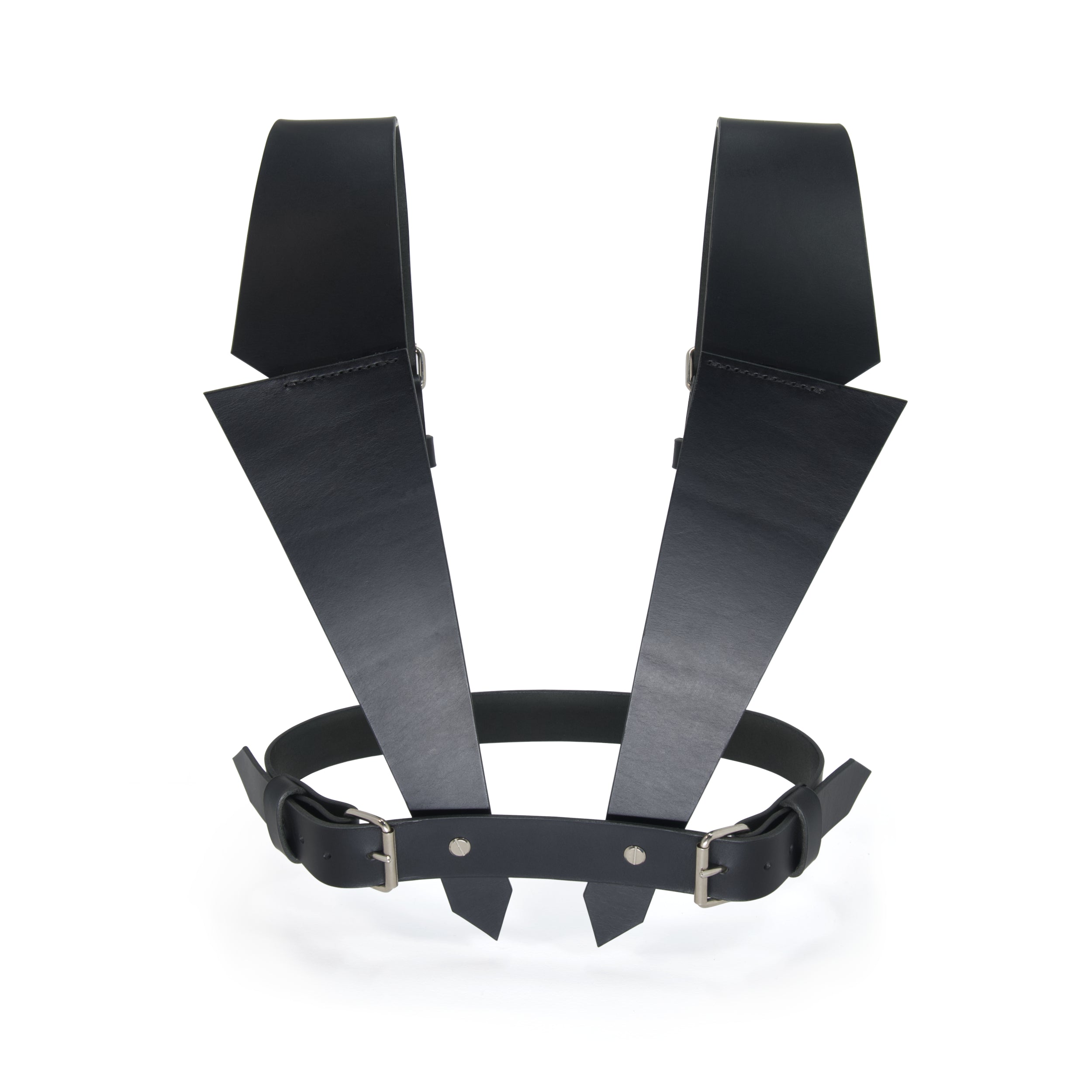 black leather harness blazer