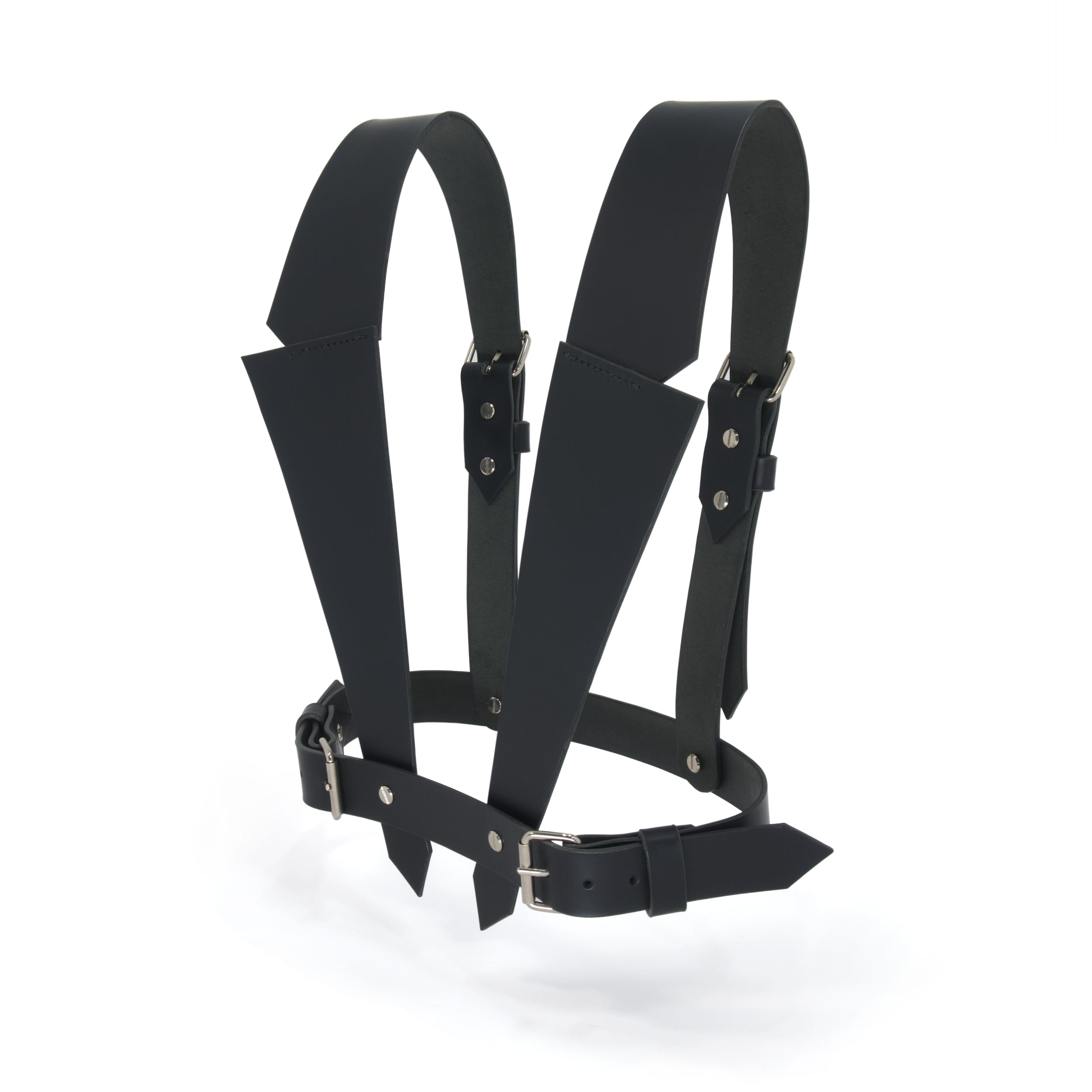 black leather harness blazer