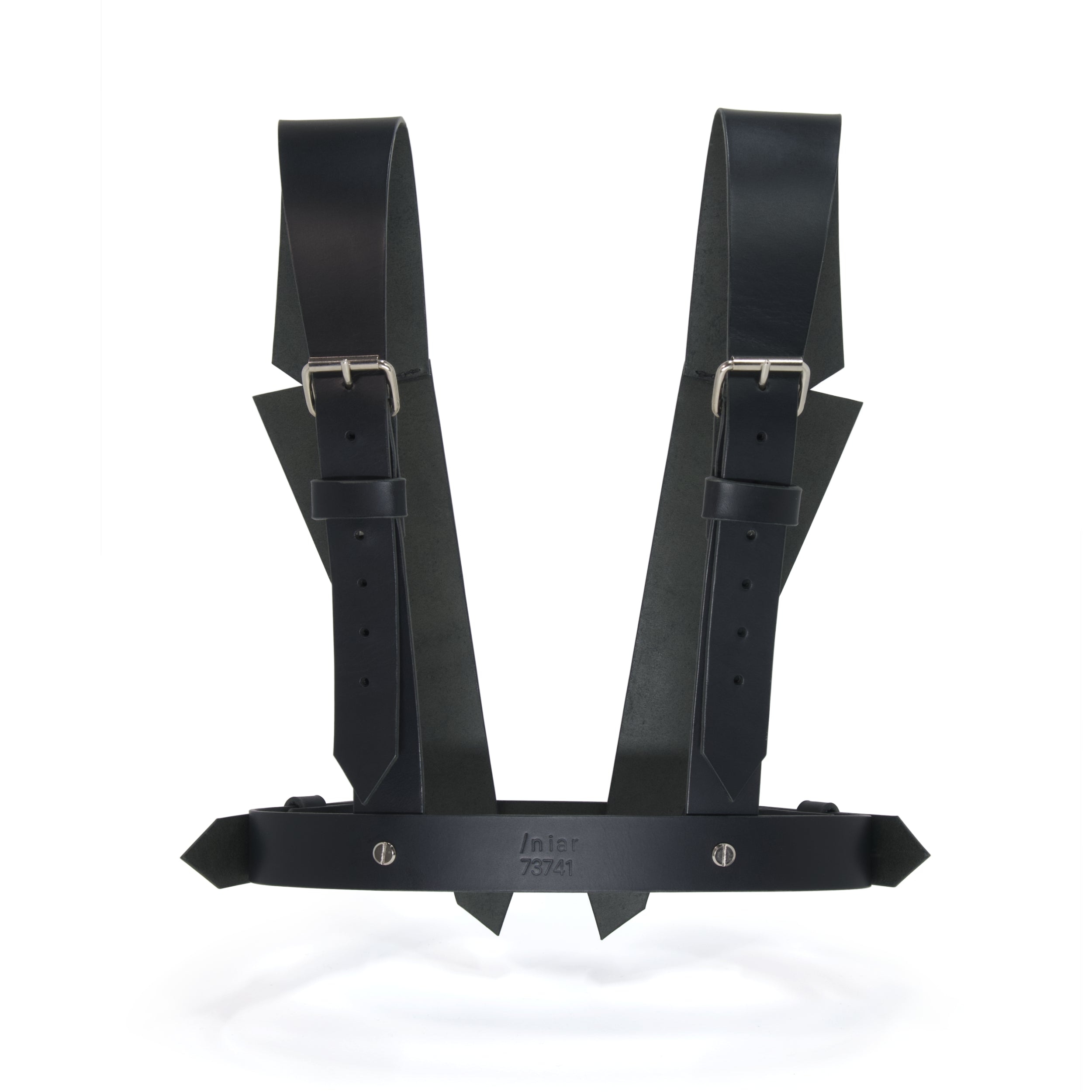 black leather harness blazer