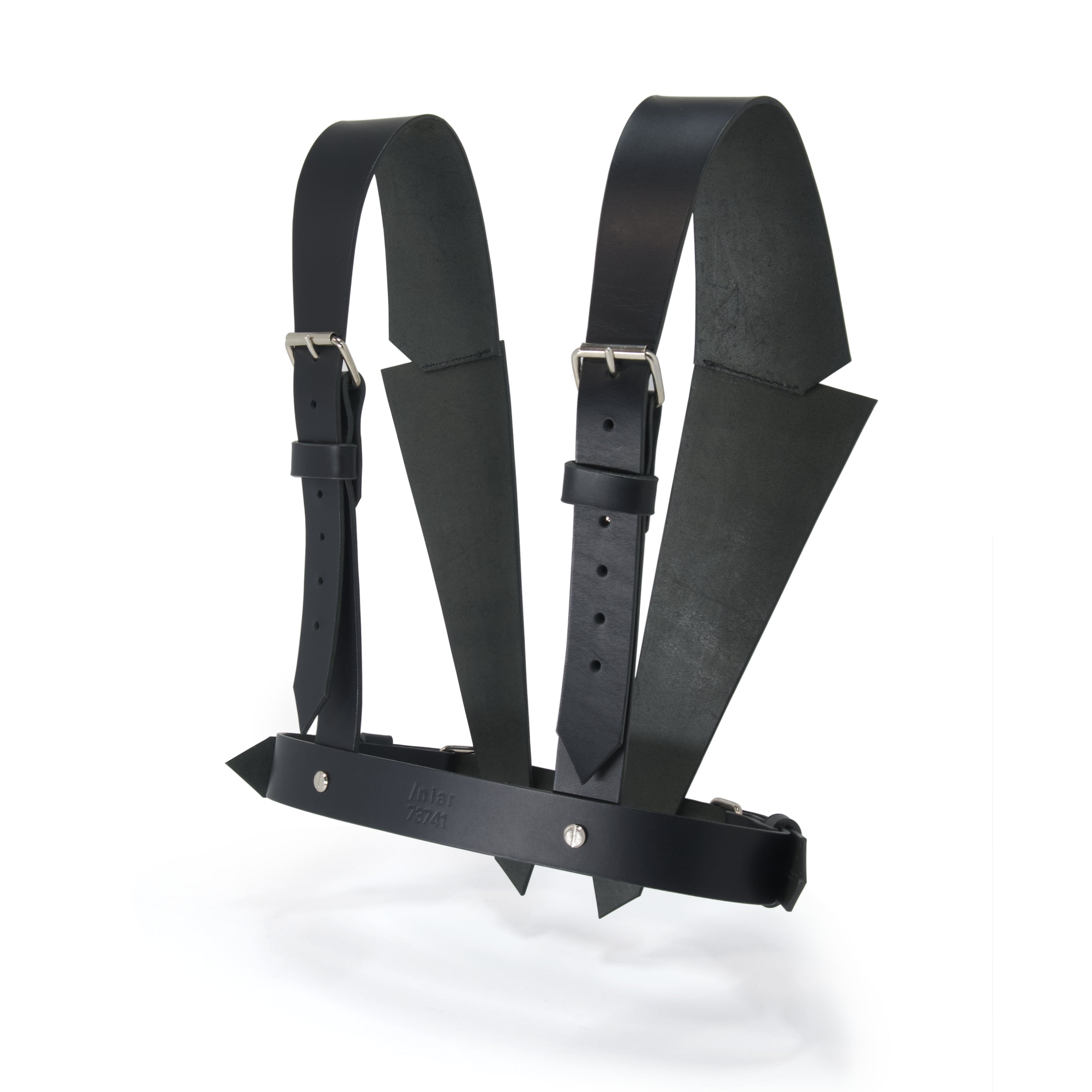 black leather harness blazer