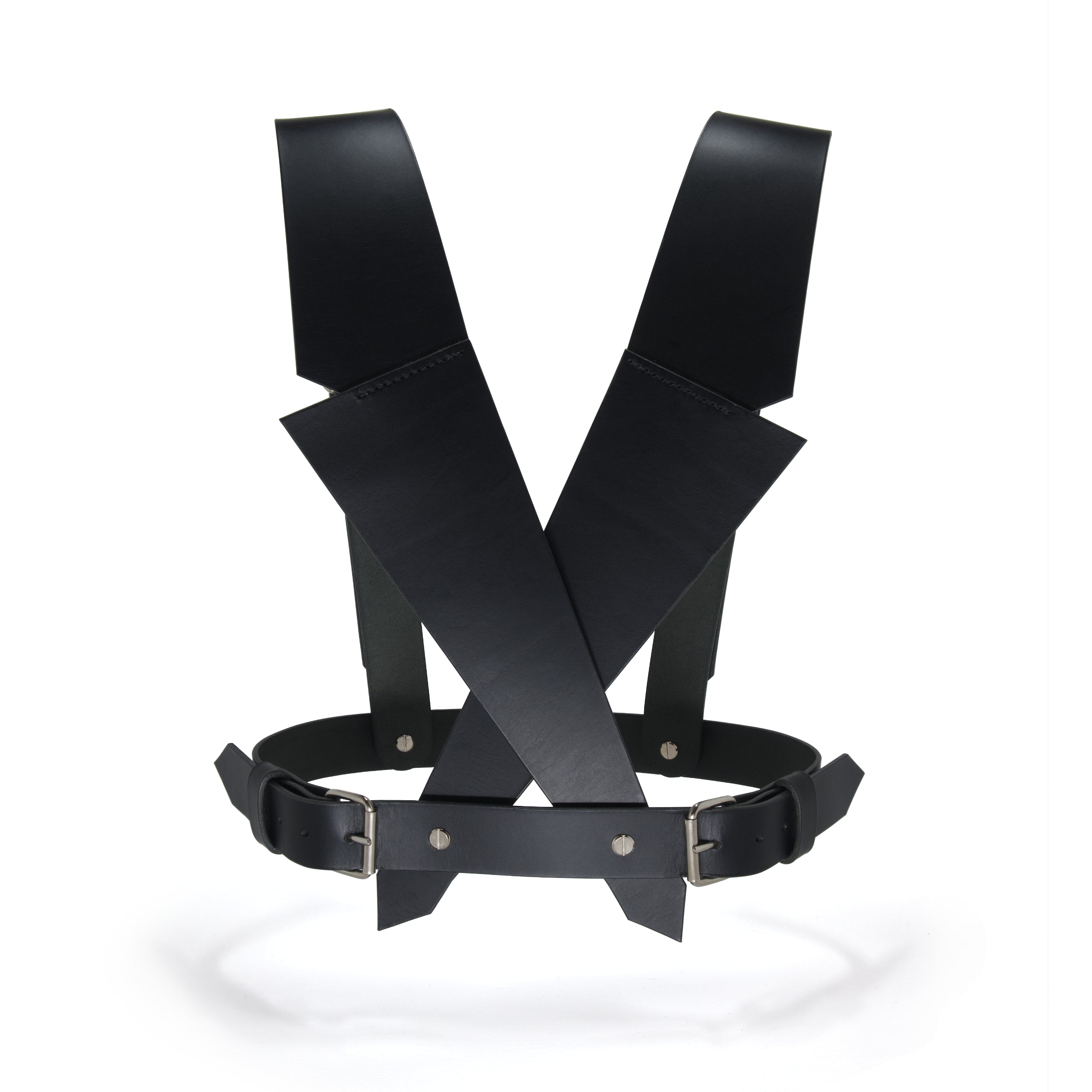 black leather harness blazer