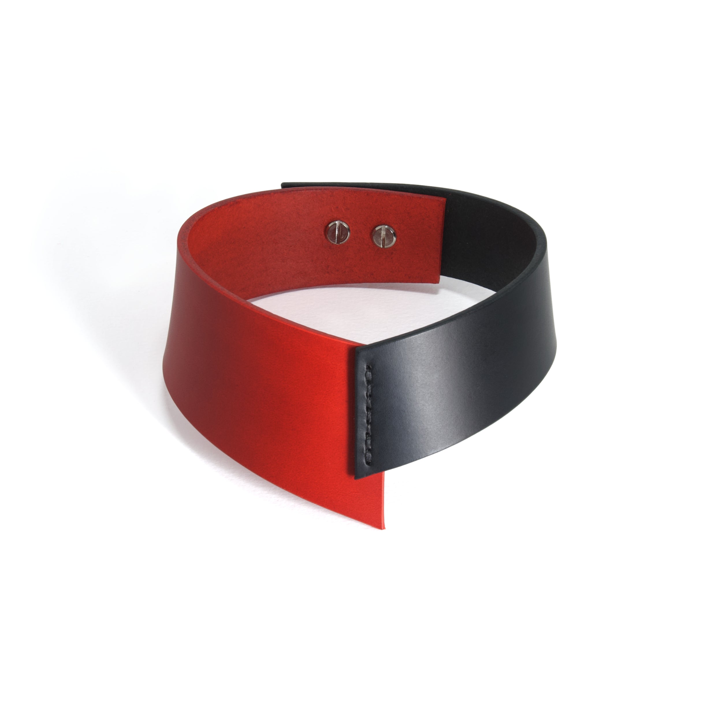 black and red leather choker