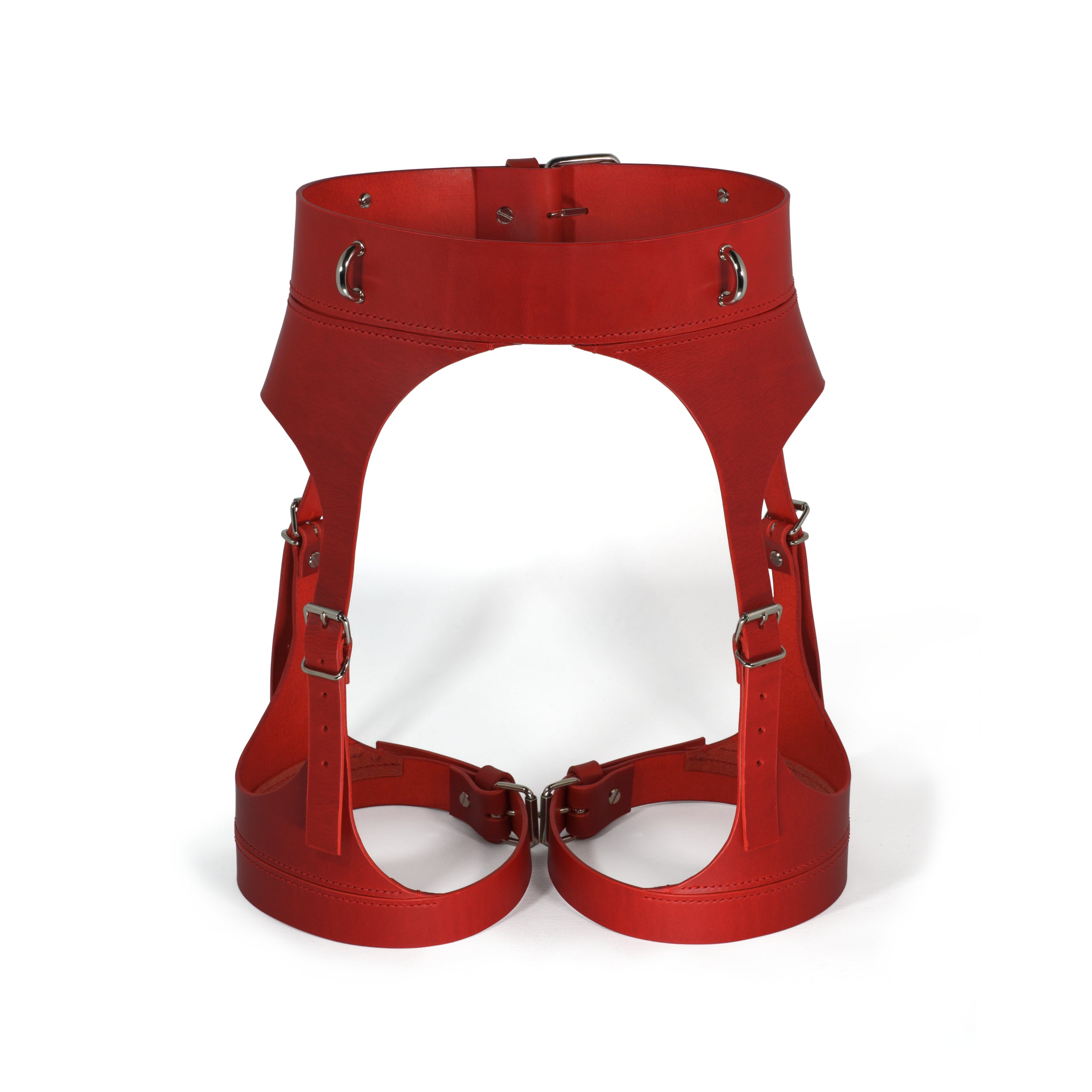 red leather harness garters #color_red