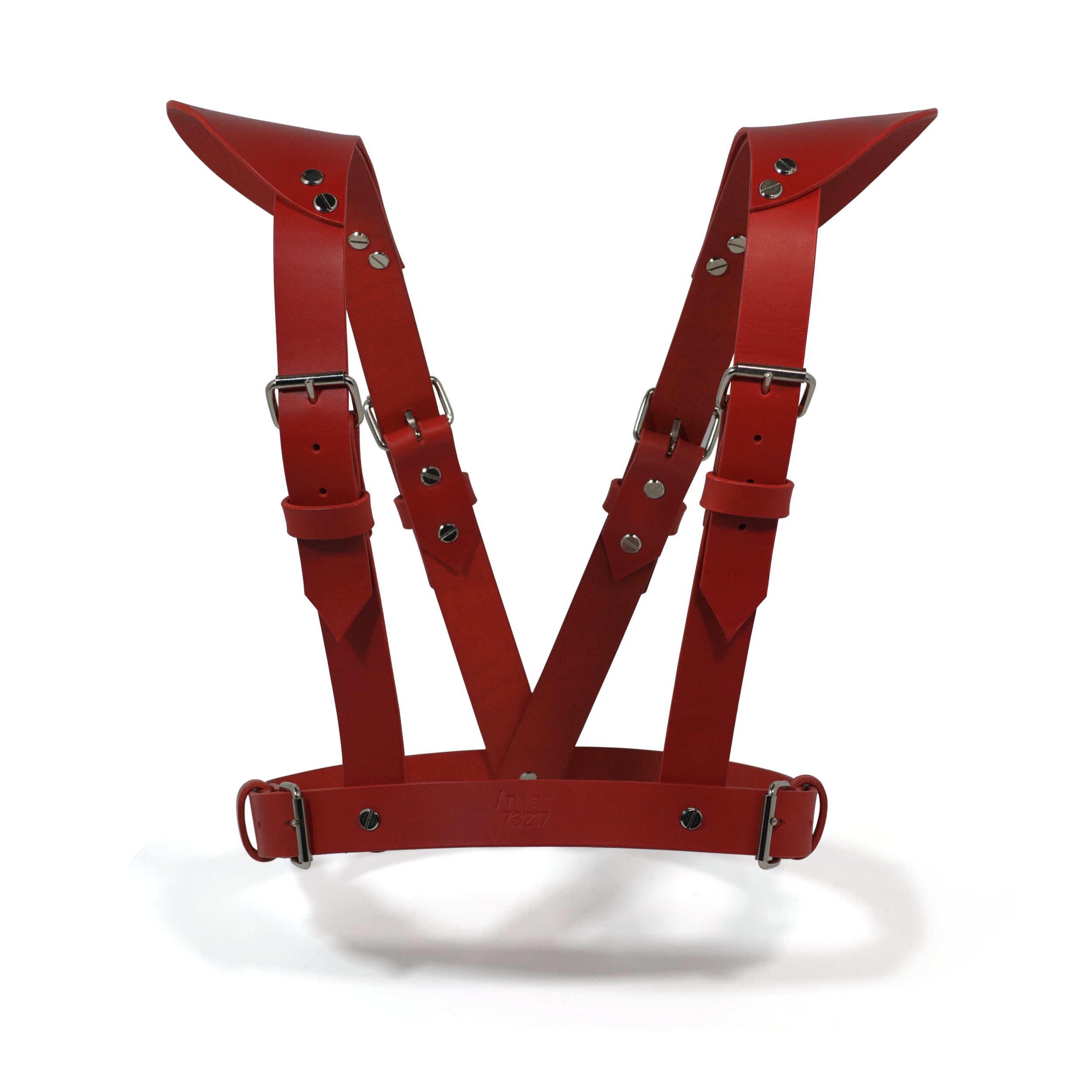 red leather harness avant garde