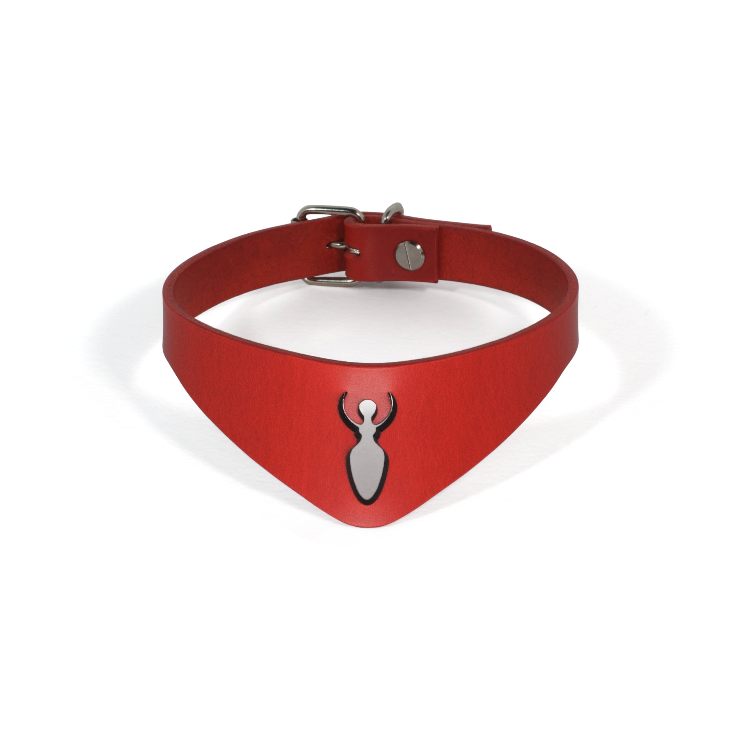 red leather choker lasercut adjustable buckle #color_red