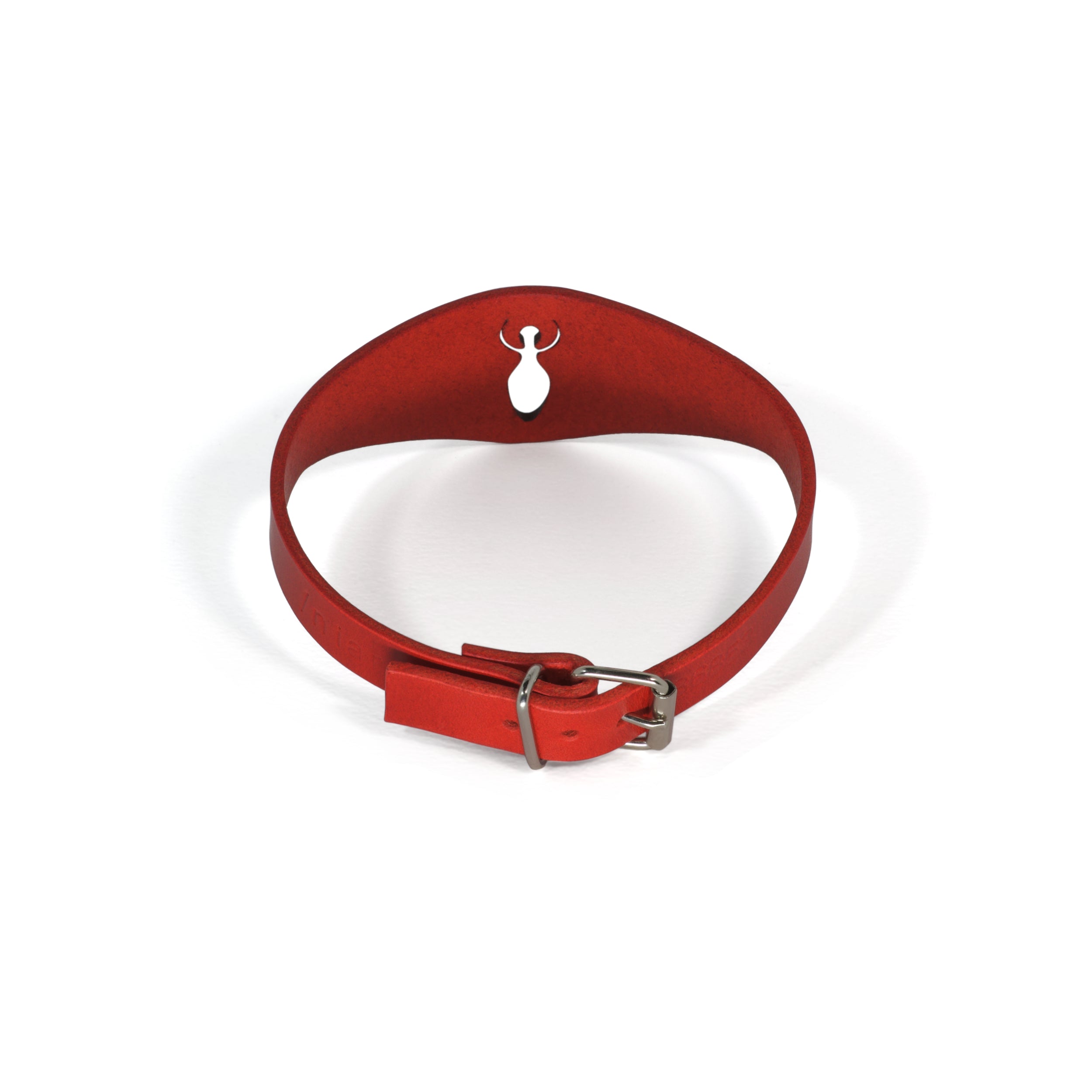 red leather choker lasercut adjustable buckle #color_red